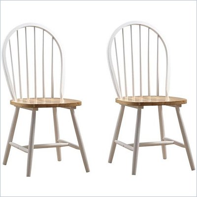 Boraam Farmhouse Wood Chair in White and Natural (Set of Two)  