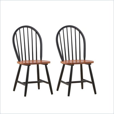 Boraam Farmhouse Wood Chair in Black and Cherry (Set of Two)  