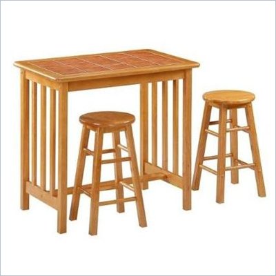 Boraam Mission 3 Piece Breakfast Set with Terra Cotta Tile Top