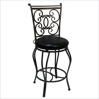 Boraam Roma 24” Metal Swivel Bar Stool in Silver Black Vein