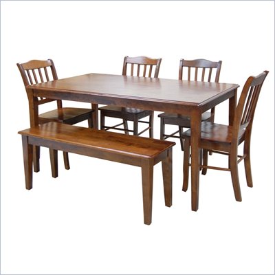 Boraam 6 Piece Shaker Dining Set in Walnut