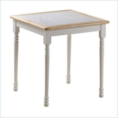 Boraam 30" x 30" Square Tile Top Wood Dining Table in White and Natural