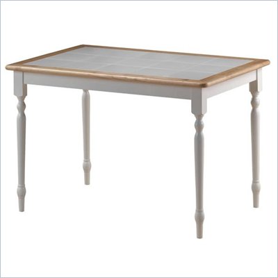 Boraam 30" x 45" Tile Top Wood Dining Table in White and Natural