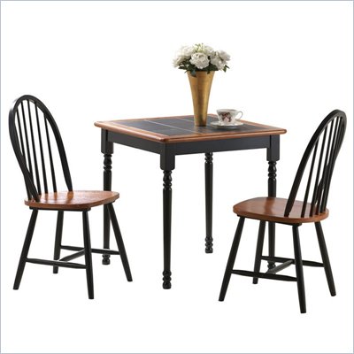 Boraam Square Tile Top 3 Piece Dinette Set in Black and Cherry
