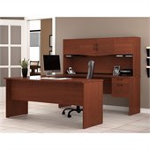 Bestar Harmony U-Shape Wood Home Office Set in Bordeaux