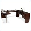 Bestar In Space U-Shape Home Office Wood Computer Desk in Mahogany