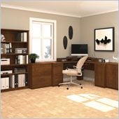 Bestar Elite Corner Wood Office Set in Tuscany Brown