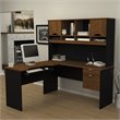 ADD TO YOUR SET: Bestar Innova L-Shape Wood Computer Workstation with Hutch in Tuscany Brown