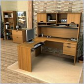Bestar Innova L-Shape Desk Set in Cappuccino Cherry