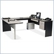 Bestar In Space U-Shape Home Office Wood Computer Desk Workstation in Granite and Charcoal