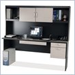 Bestar In Space Home Office Wood Computer Desk with Hutch in Granite and Charcoal