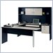 Bestar In Space U-Shape Wood Home Office Desk Set with Hutch in Granite and Charcoal
