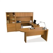 Bestar Embassy U-shaped Office Set in Cappuccino Cherry