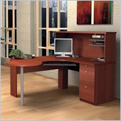 Bestar Providence Corner Computer Desk Set with Hutch in Cinnamon