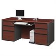 Buy Bestar Prestige III Double Pedestal Computer Desk with Keyboard and CPU Shelf in Bordeaux by Bestar now!