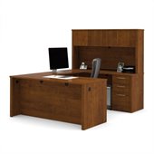 Bestar Embassy U-Desk with Hutch in Tuscany Brown