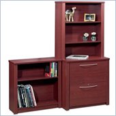Bestar Embassy Lateral File with Bookcase and Two Door Cabinet in Bordeaux