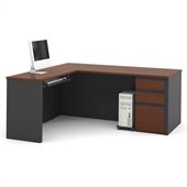 Bestar Prestige + Computer L-Desk Set in Bordeaux & Graphite
