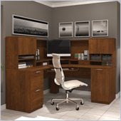 Bestar Elite Corner Desk and Hutch in Tuscany Brown
