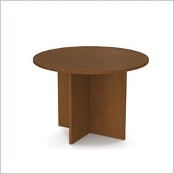 Bestar Meeting Solutions 42 Inch Round Meeting Table in Cherry Cognac