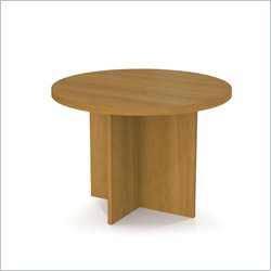 Bestar Meeting Solutions 42 Inch Round Light Board Top Meeting Table in Cappuccino Cherry