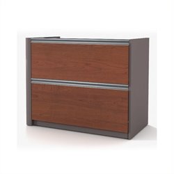 Bestar Connexion 2 Drawer Lateral File Wood Storage Cabinet in Bordeaux and Slate by Bestar