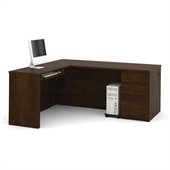 Bestar Prestige + L-Shape Wood Computer Desk in Chocolate