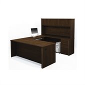 Bestar Prestige + U-Shape Desk Office Set with Hutch in Chocolate