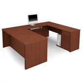 Bestar Prestige + U-Shape Wood Computer Desk with Pedestal