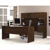 Bestar Harmony U-Shape Wood Home Office Set in Chocolate