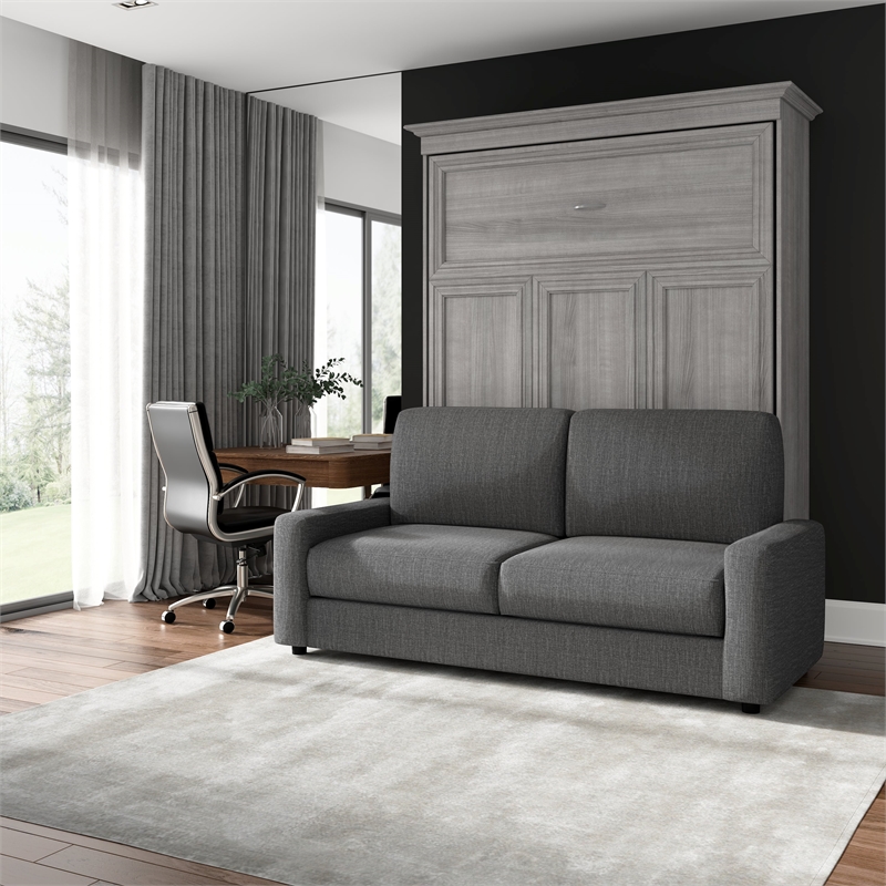 Bestar Versatile Engineered Wood Queen Murphy Bed With Sofa In