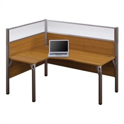 Bestar Pro-Biz Basic Left L-Shape Wood Desk with Full Wall