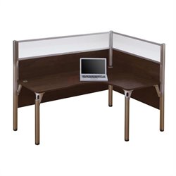Bestar Pro-Biz Basic Right L-Shape Wood Desk with Full Wall