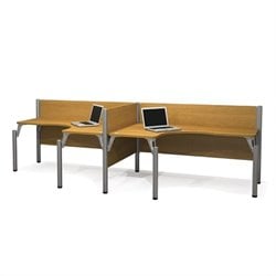 Bestar Pro-Biz 2 L-Shape Wood Desks with 3/4 Wall