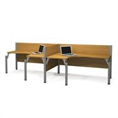 Bestar Pro-Biz Double Side by Side L-Desk in Cappuccino Cherry