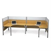 Bestar Pro-Biz Double Back to Back L-Desk in Cappuccino Cherry