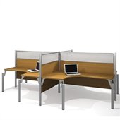 Bestar Pro-Biz Quad L-Desk in Cappuccino Cherry