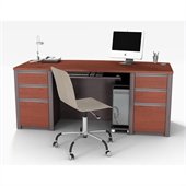Bestar Connexion Home Office Set with 2 Pedestals in Bordeaux and Slate