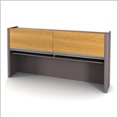 Bestar Connexion Office Credenza Hutch in Cappuccino Cherry and Slate