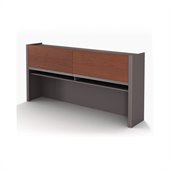 Bestar Connexion Office Credenza Hutch in Bordeaux and Slate