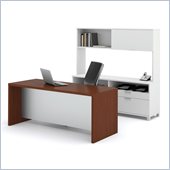 Bestar Pro-Linea Executive Kit in White and Cognac