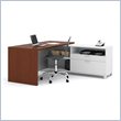 ADD TO YOUR SET: Bestar Pro-Linea L-shaped Kit in White and Cognac