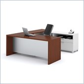 Bestar Pro-Linea U-shaped Kit in White and Cognac