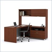 Bestar Pro-Linea L-shaped with Hutch Kit in Cognac and White