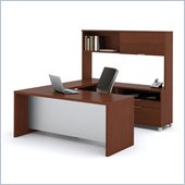 Bestar Pro-Linea U-shaped with Hutch Kit in Cognac and White