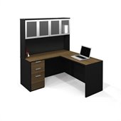 Bestar Pro-Concept L-Shaped Workstation with High Hutch and Pedestal
