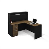 Bestar Pro-Concept L-Shaped Workstation with Small Hutch and 1 Assembled Pedestal