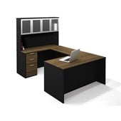 Bestar Pro-Concept U-Shaped Workstation with High Hutch and 1 Assembled Pedestal