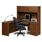Bestar Embassy L-shaped Workstation with 1 Pedestal in Tuscany Brown