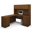 ADD TO YOUR SET: Bestar Embassy L-shaped Workstation with 2 Assembled Pedestals  in Tuscany Brown